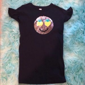 Gap Size 8 navy blue dress w/flip sequin emoji.